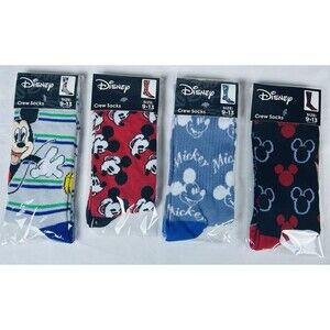 Mickey Mouse Crew Socks Men's Size 9-13 Disney Fun Novelty Colorful Lot of 4 New